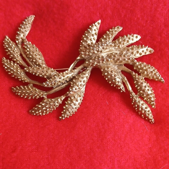 Sarah Coventry Jewelry - Gold Leaf Branch Brooch - Textured Vintage Style 1963  By SARAH COVENTRY
